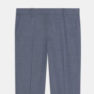 Theory Blue Grey Wool High-Waist Wide-Leg Pant